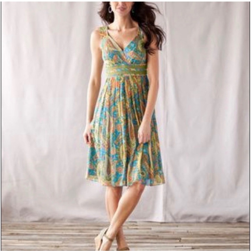 Sundance Silk "Sea of Dreams" Sleeveless Midi Dress Size 16